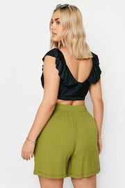 Yours Curve Green Limited Crinkle Co-ord Shorts - Image 4 of 6