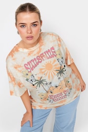 Yours Curve Orange Astrology Print Tie Dye T-Shirt - Image 1 of 6