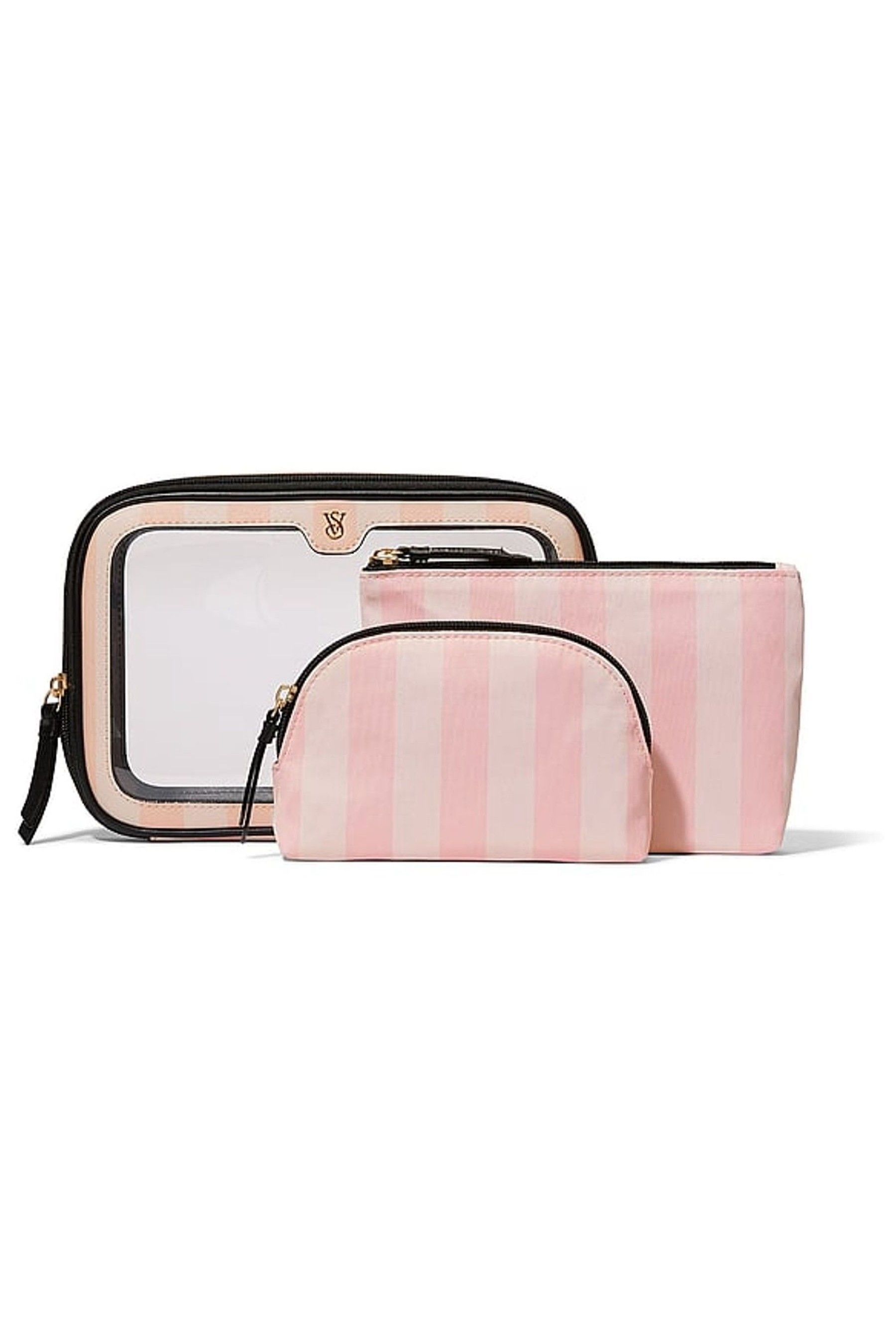 Buy Victoria s Secret Iconic Stripe Pink Getaway Trio Makeup Bag from the Next UK online shop