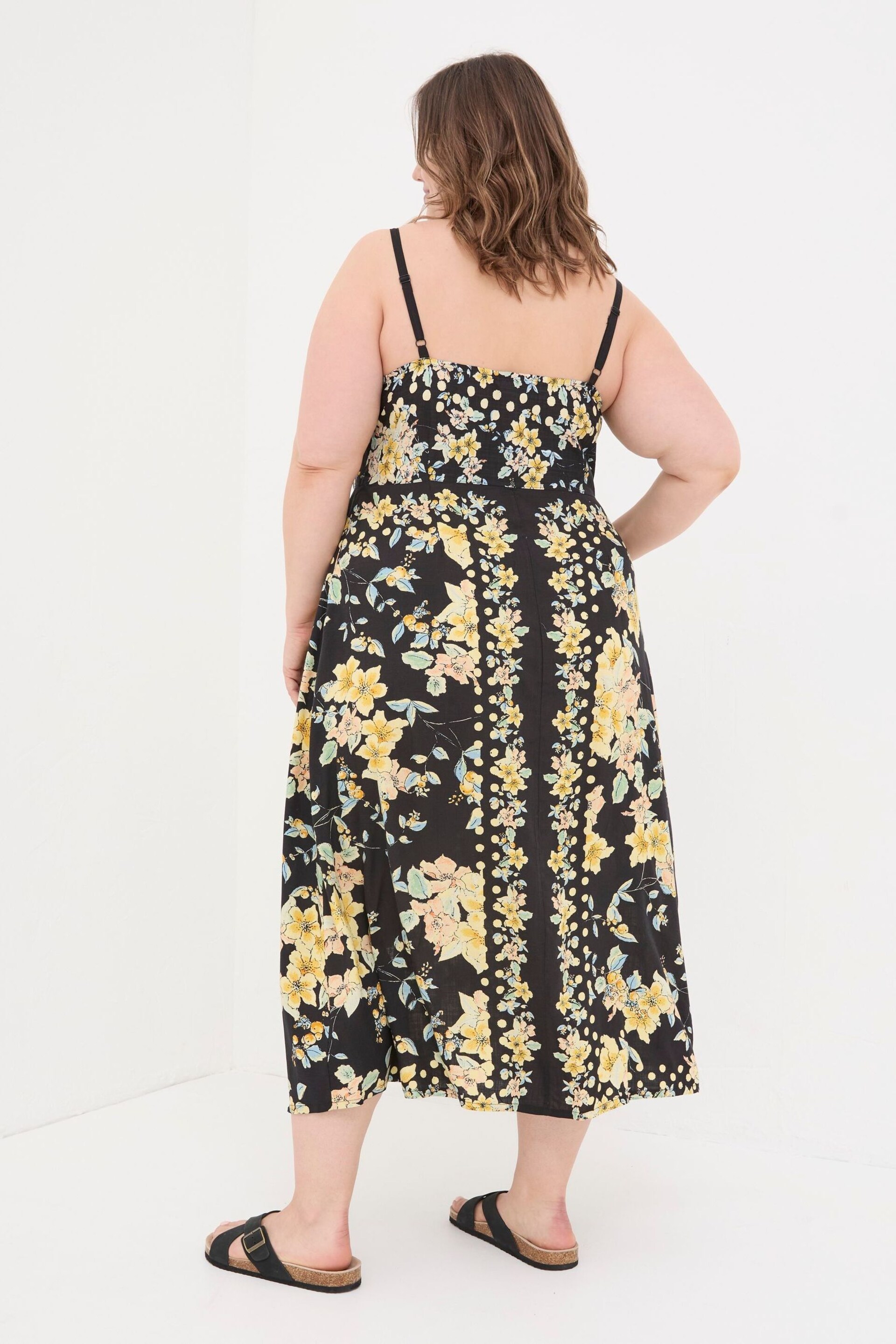 FatFace Black Phoebe Citrus Floral Midi Dress - Image 4 of 7