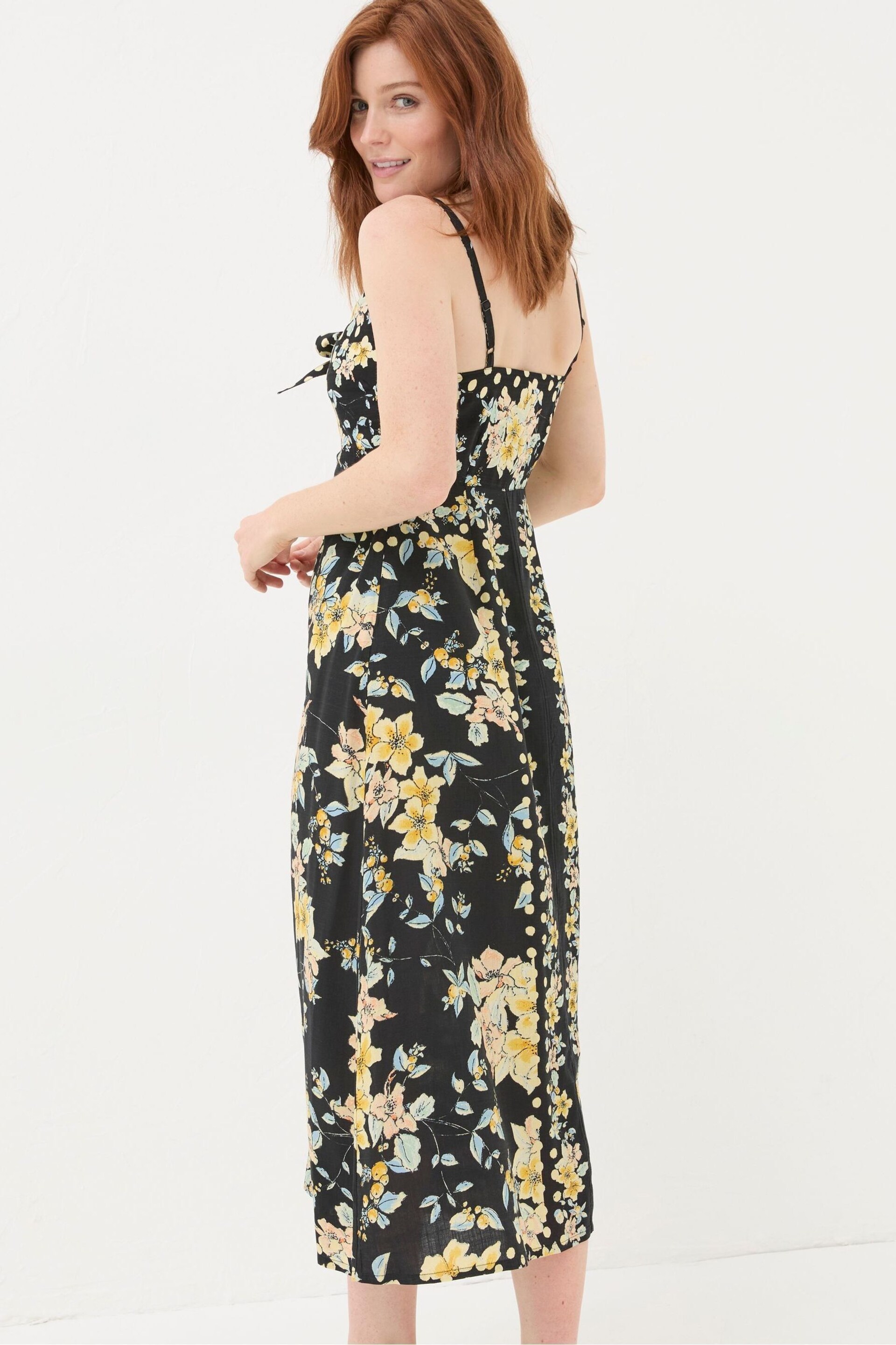 FatFace Black Phoebe Citrus Floral Midi Dress - Image 5 of 7