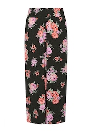 Yours Curve Black Floral Bloom Print Shirred Wide Leg Trousers - Image 5 of 5