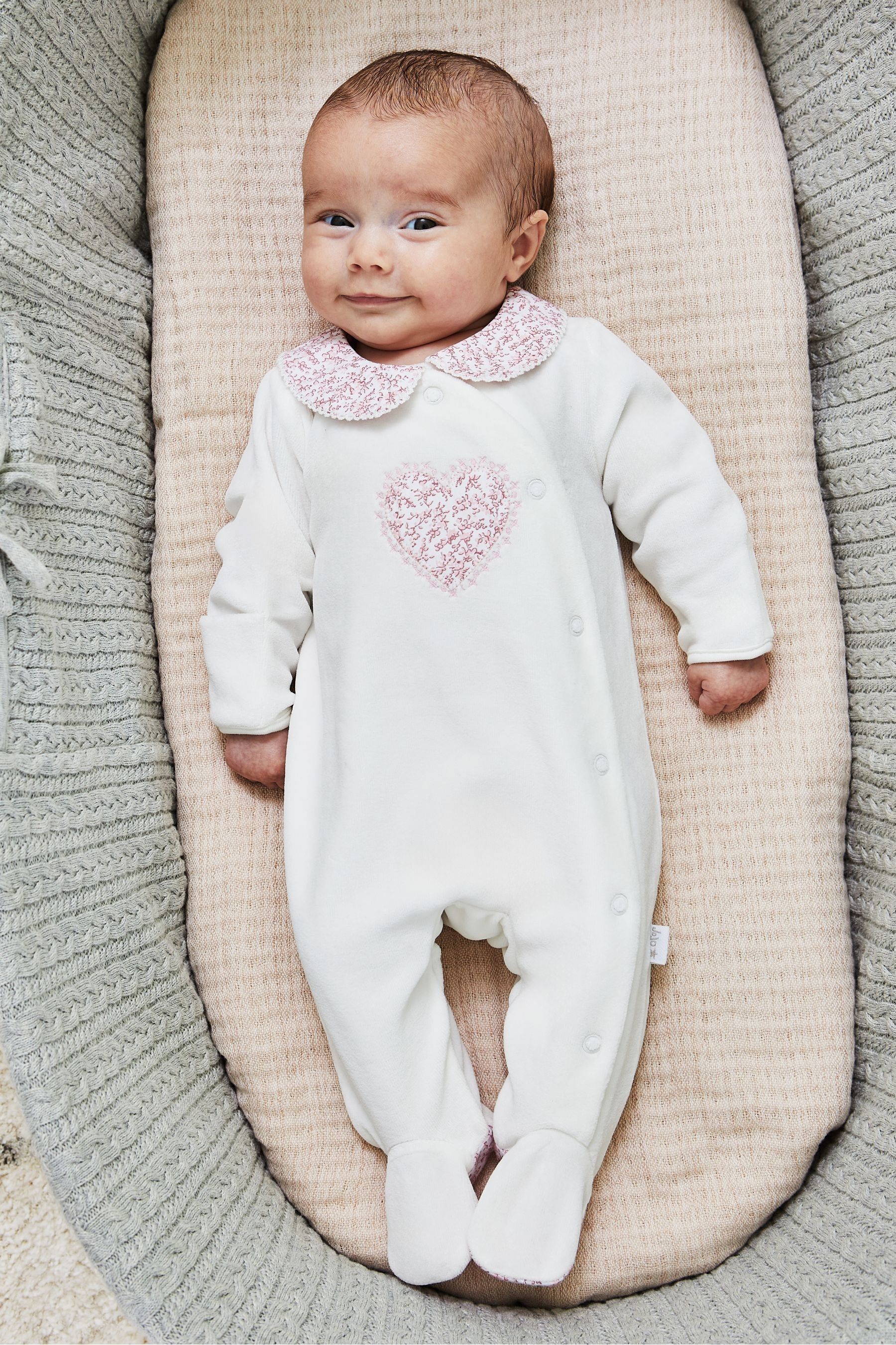 JoJo Maman Bebe White Velour All In One
