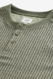 Green Waffle Textured Long Sleeve Grandad T-Shirt - Image 8 of 8