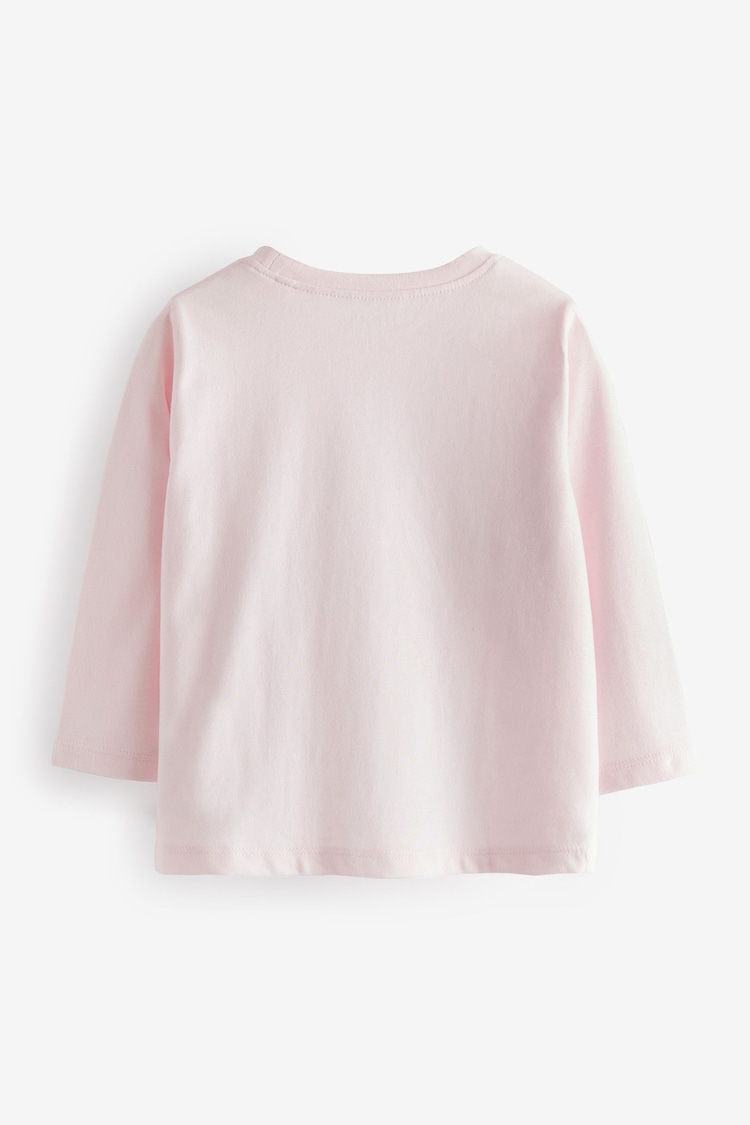 Pink 100% Cotton Long Sleeve Bow Sequin T-Shirt (9mths-7yrs) - Image 2 of 4