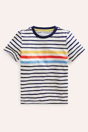 Boden Blue Rainbow Stripe Slub T-Shirt - Image 1 of 3