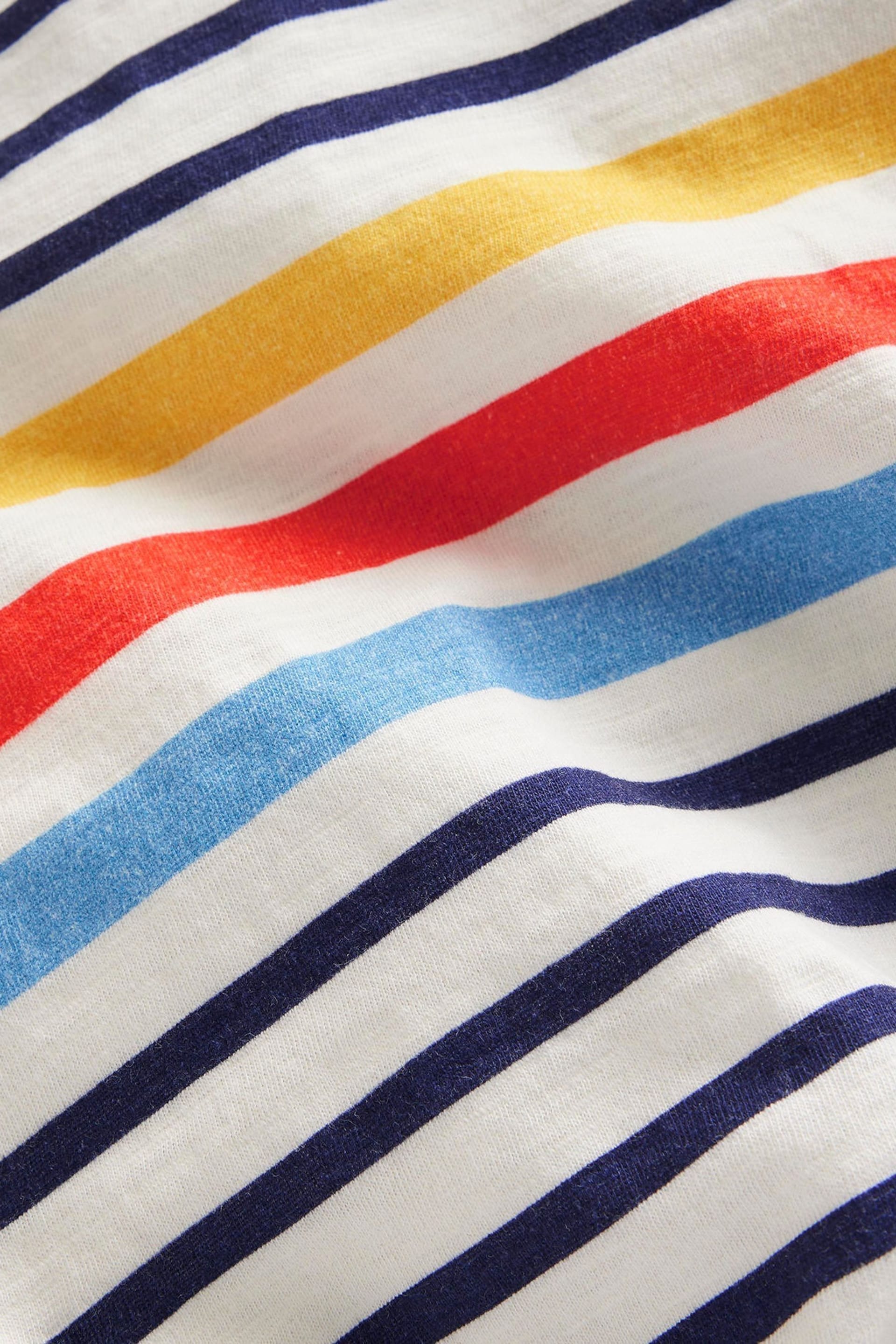 Boden Blue Rainbow Stripe Slub T-Shirt - Image 3 of 3