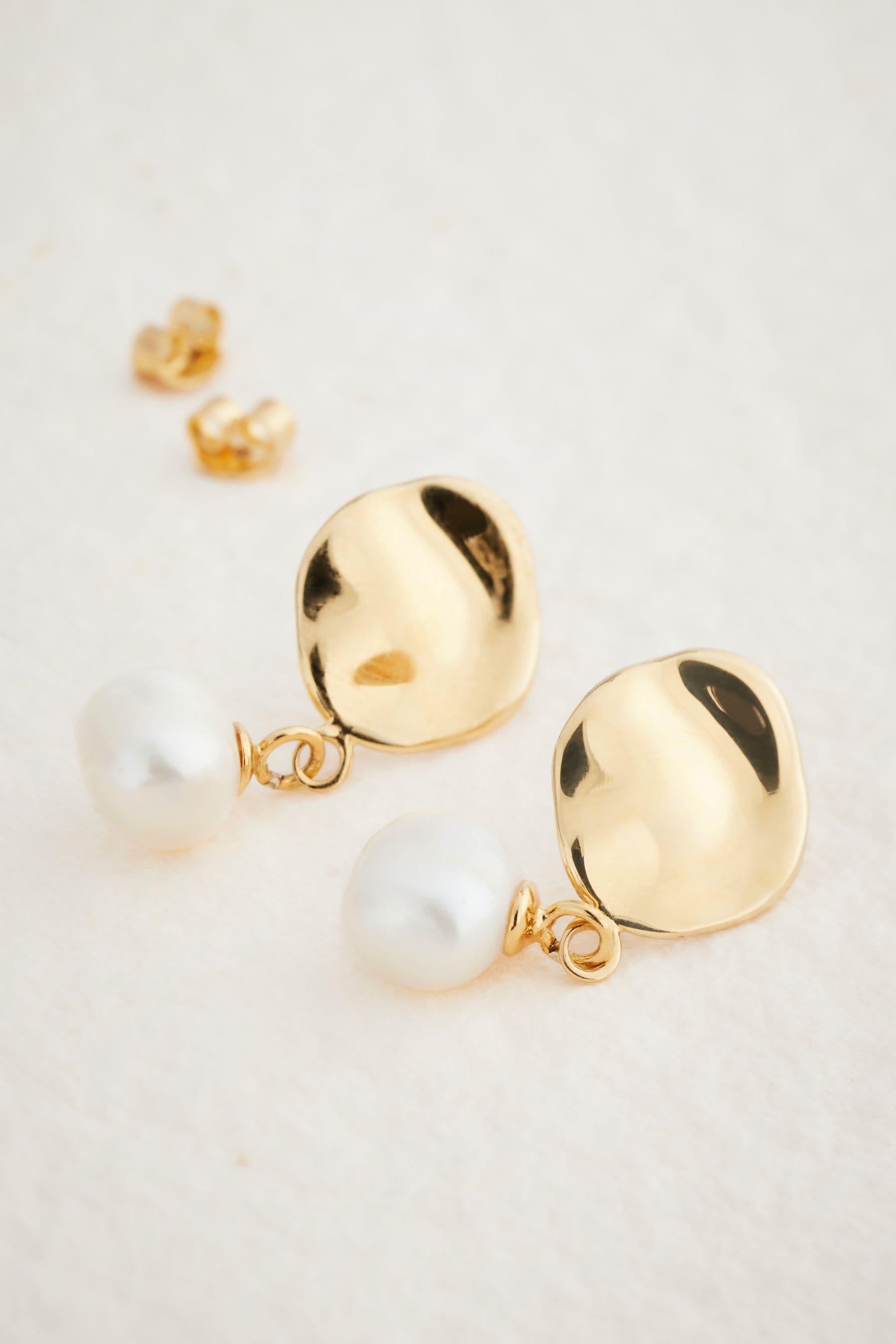 Buy Gold Tone Vermeil Sterling Silver Premium Collection Fresh Water Pearl Drop Earrings from Next Singapore