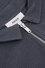 Reiss Steel Blue Creed 13-14 yrs Textured Half-Zip Polo Shirt - Image 4 of 4