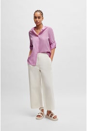 BOSS Purple Regular-Fit Blouse in Cotton-Blend Chambray - Image 1 of 6