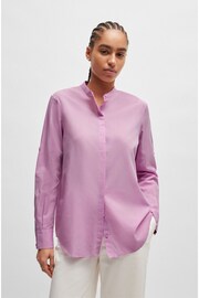 BOSS Purple Regular-Fit Blouse in Cotton-Blend Chambray - Image 4 of 6