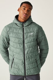 Regatta Green Hooded Hillpack II Lightweight Padded Jacket - Image 1 of 7