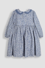 JoJo Maman Bébé Denim Ditsy Floral Broderie Collar Smocked Dress - Image 2 of 3