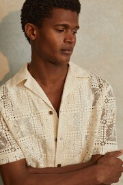 Reiss Ecru Pallas Crochet Cuban-Collar Shirt - Image 4 of 6
