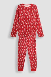 JoJo Maman Bébé Red Mens Reindeer Print Pyjamas Set - Image 1 of 5