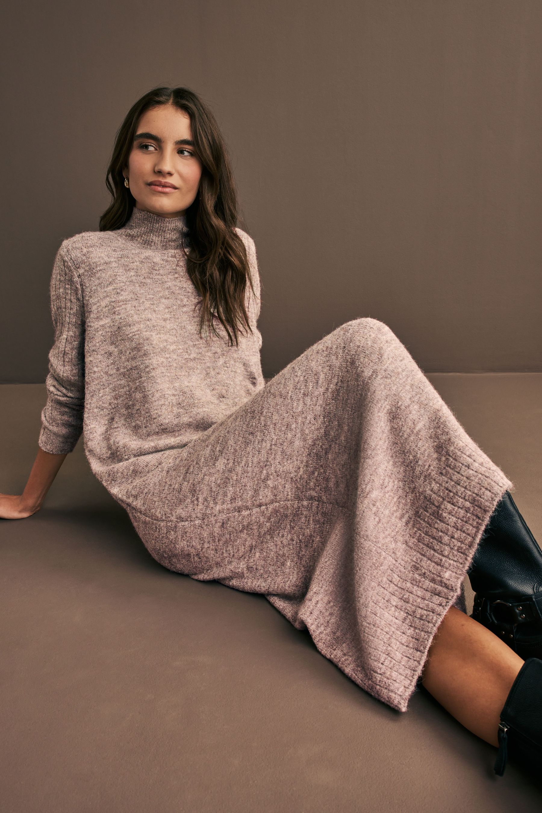 High neck long sleeve sweater online