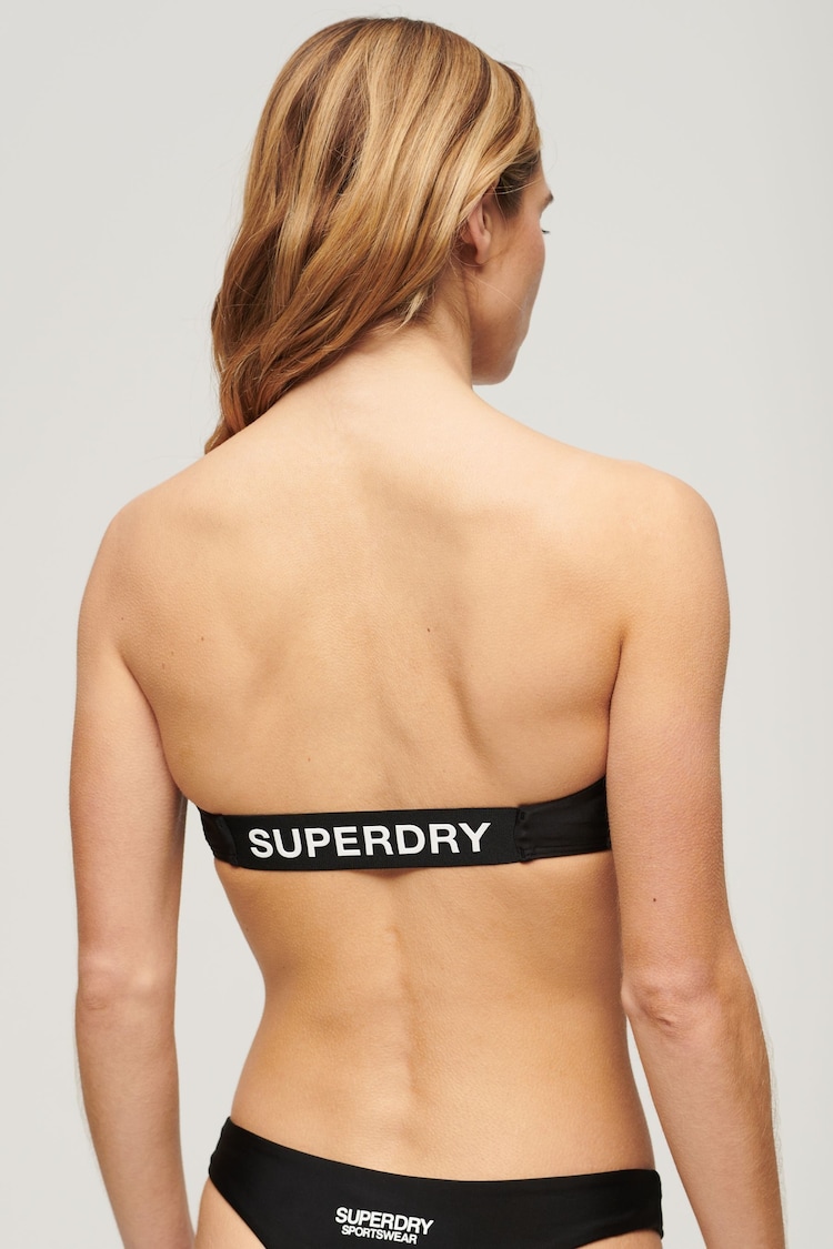 Superdry Black Logo Bandeau Bikini Top - Image 2 of 4