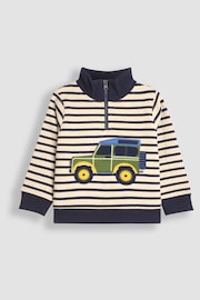 JoJo Maman Bébé Natural Jeep Applique Half Zip Sweatshirt - Image 1 of 3