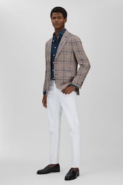 Oscar Jacobson Cotton Linen Single Breasted Check Blazer - Image 3 of 6