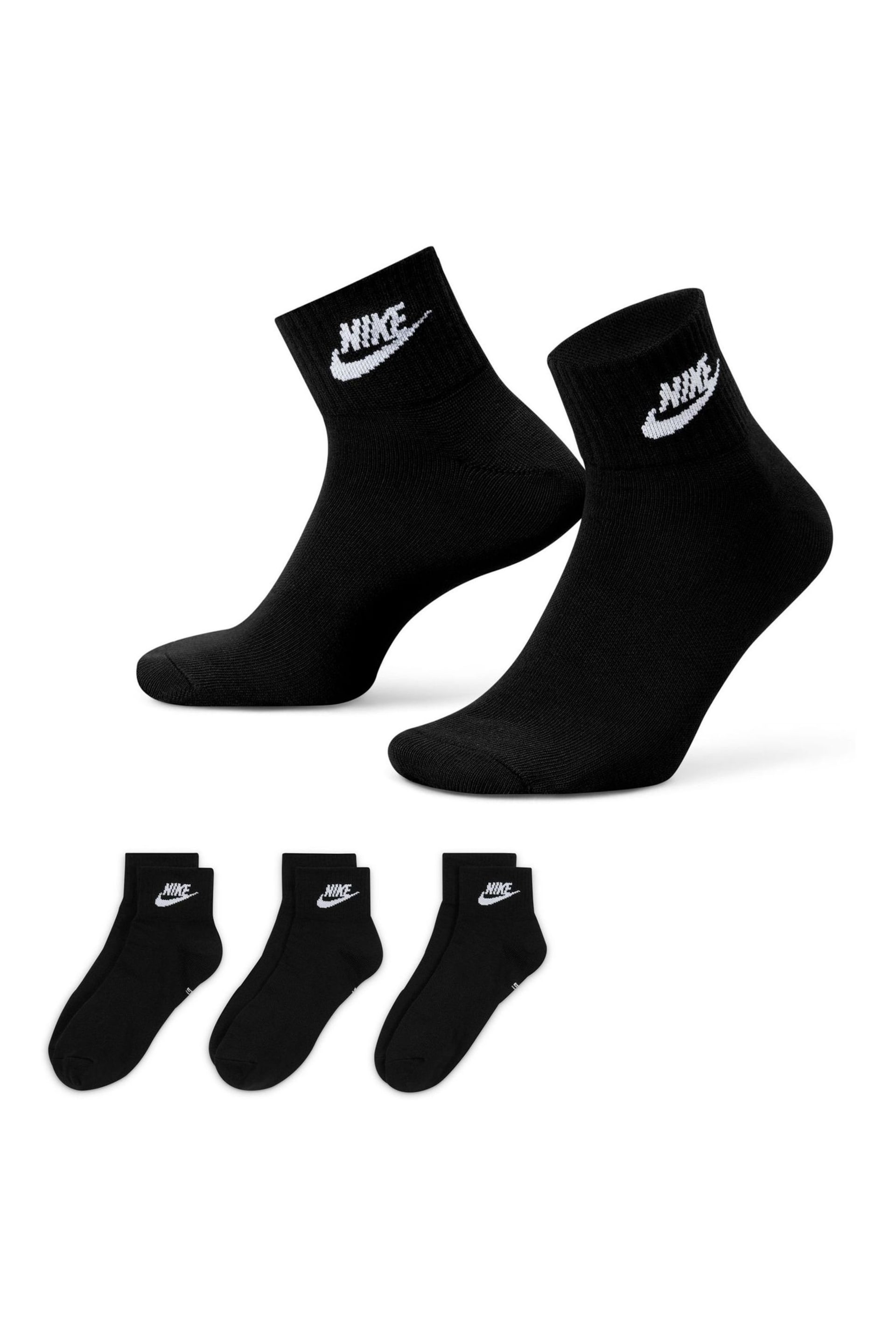 Nike Black Everyday Essentials Socks 3 Pack - Image 1 of 4
