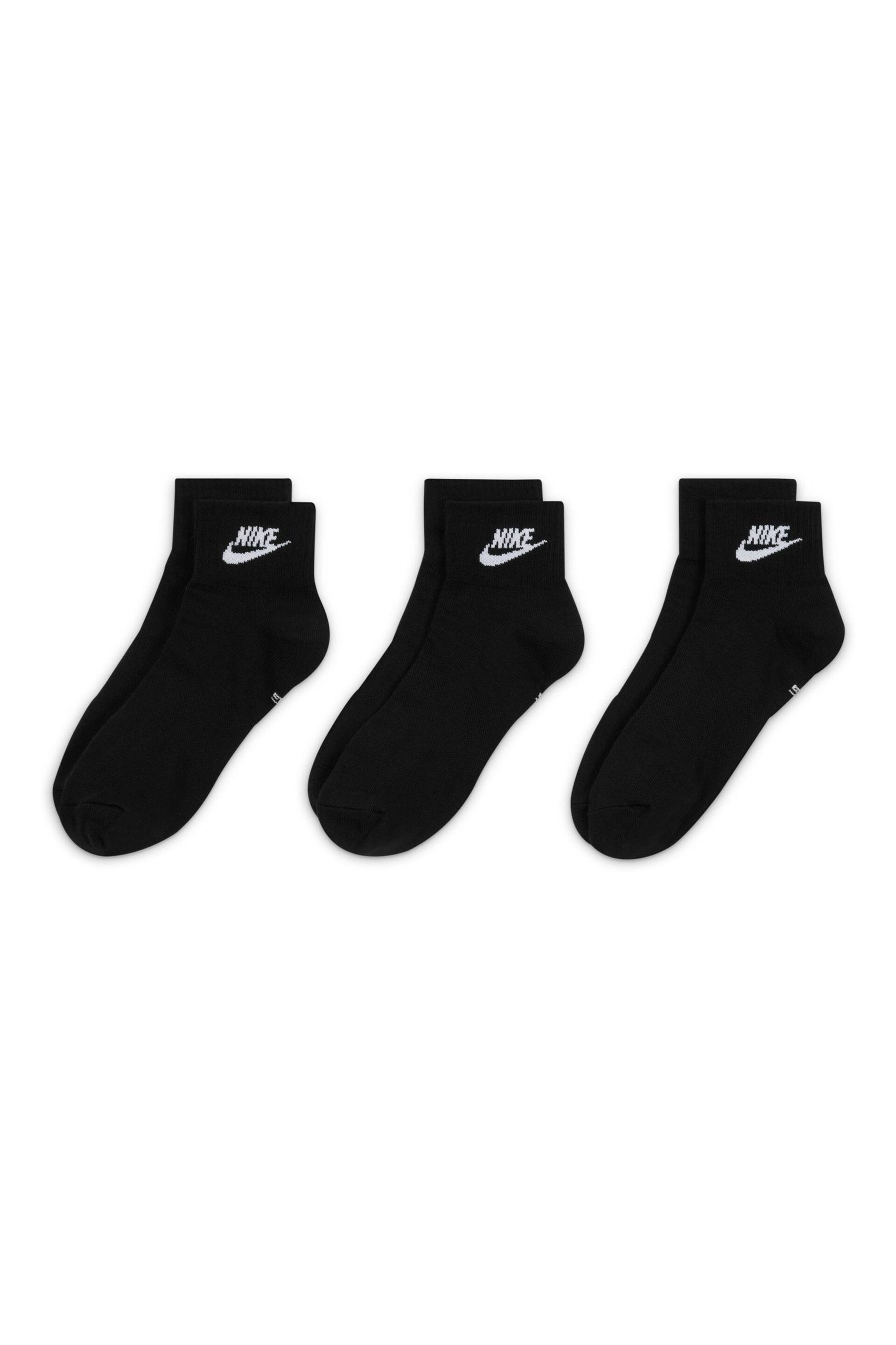 Nike Black Everyday Essentials Socks 3 Pack - Image 2 of 4