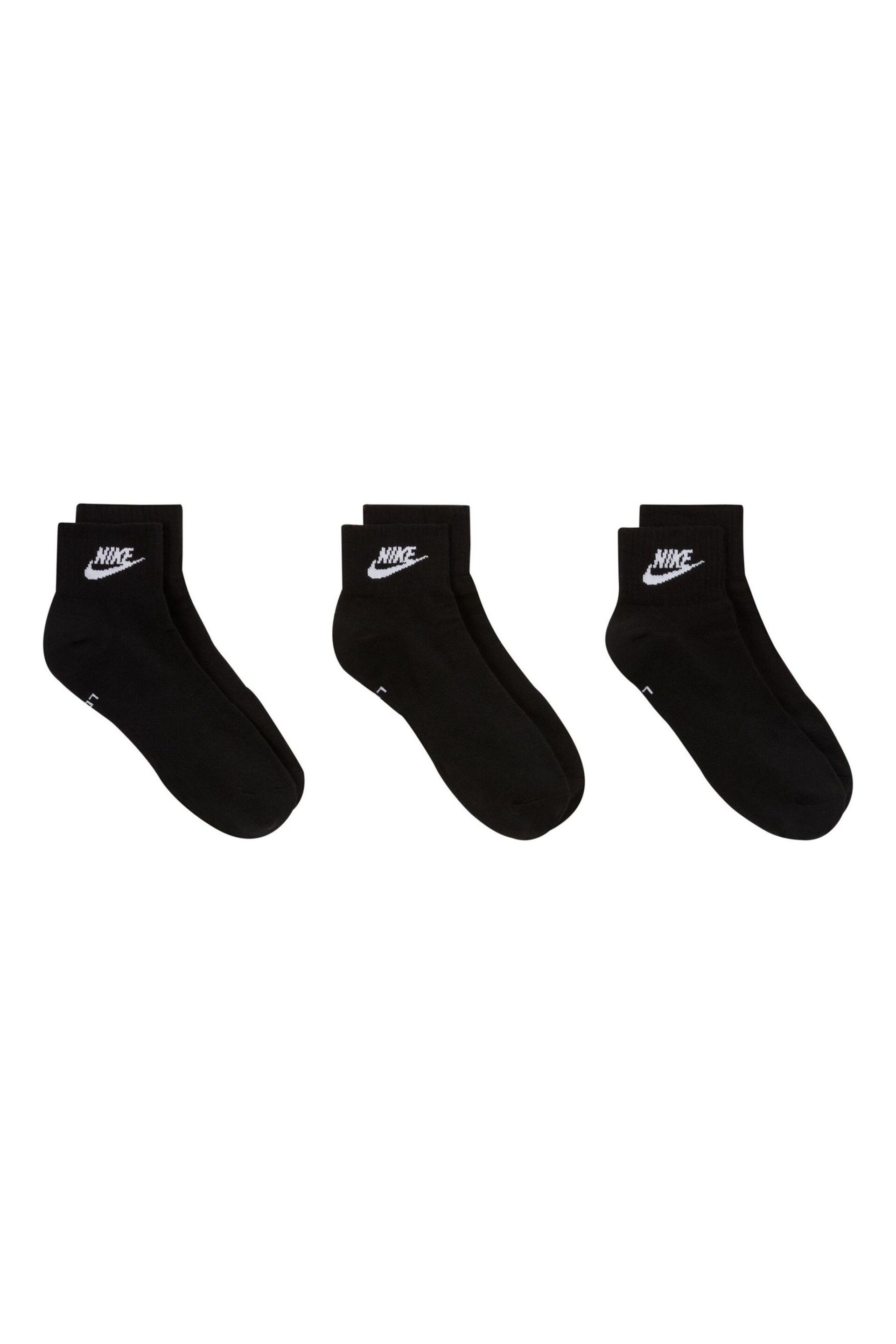 Nike Black Everyday Essentials Socks 3 Pack - Image 3 of 4