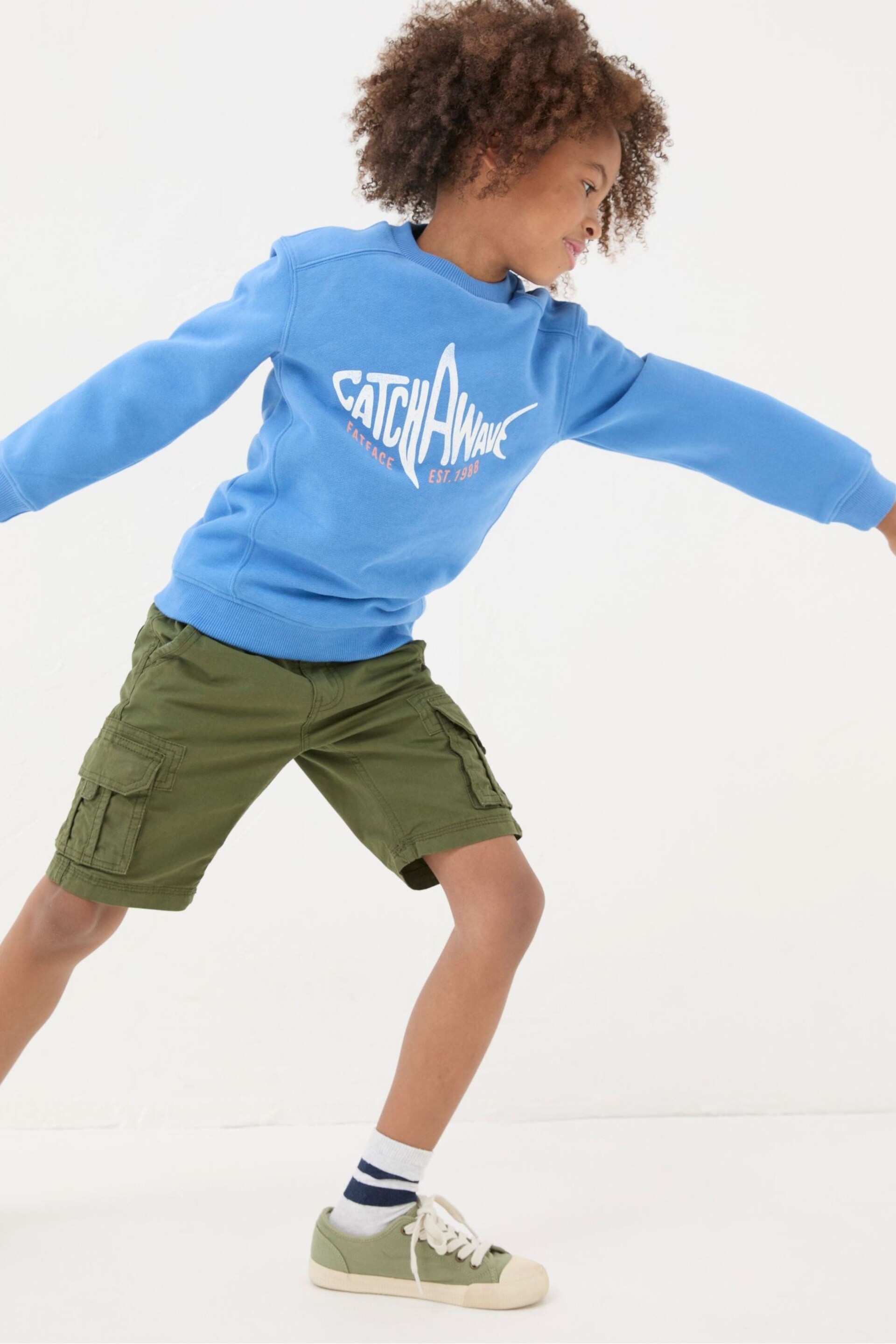 FatFace Blue Shark Crew Sweatshirt - Image 1 of 5