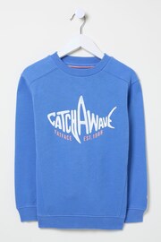 FatFace Blue Shark Crew Sweatshirt - Image 4 of 5