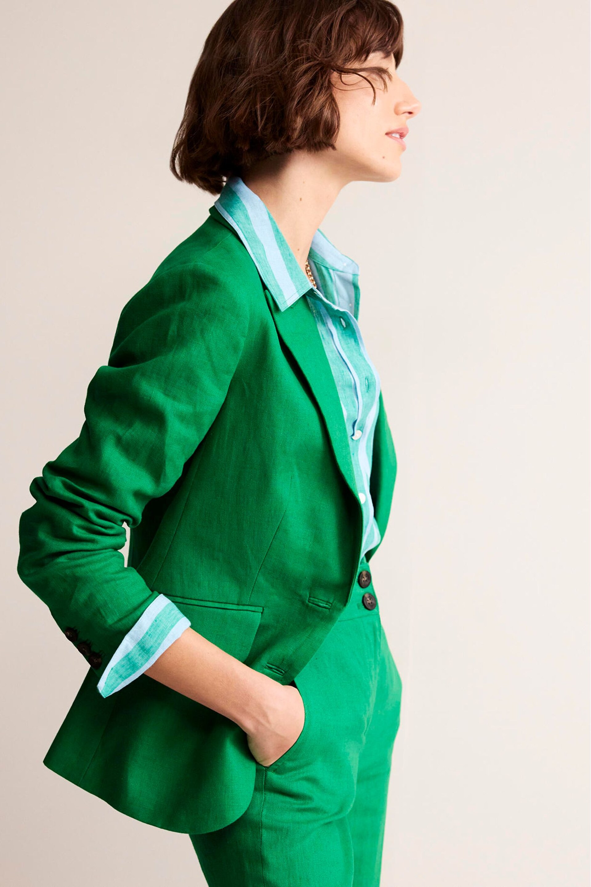 Boden Green Petite Marylebone Linen Blazer - Image 1 of 5