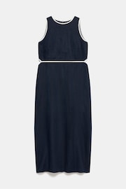 Mint Velvet Blue Navy Linen Tipped Column Midi Dress - Image 6 of 8