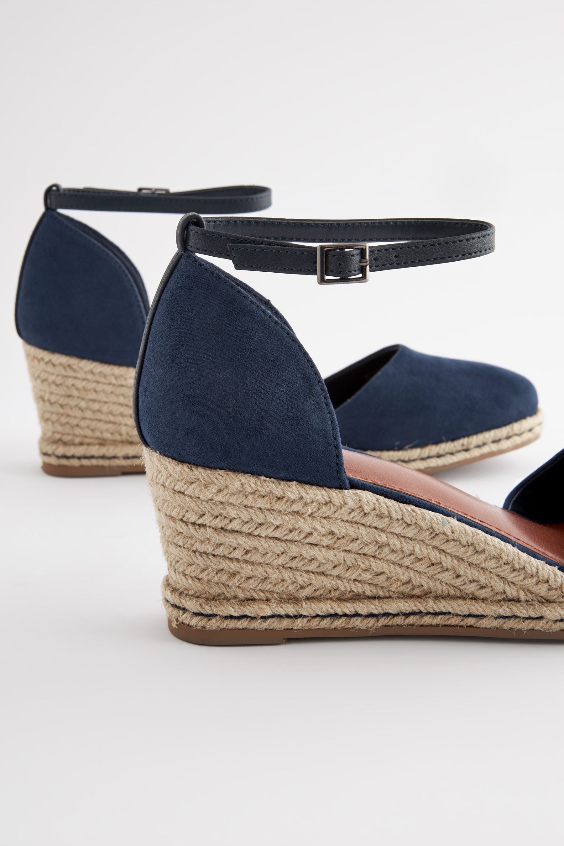 Navy closed toe wedges clearance