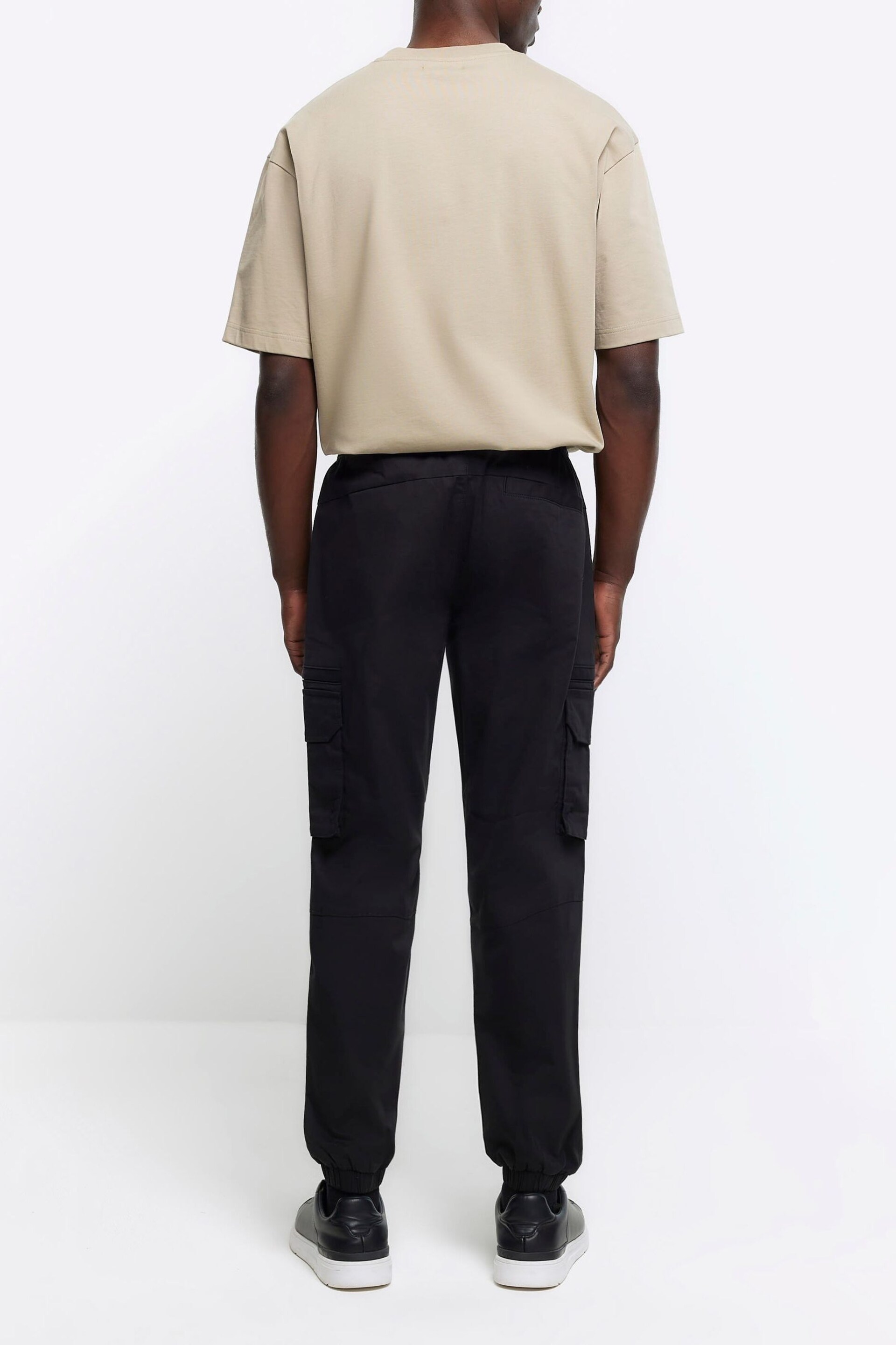 River Island Black Elasticated Cargo Trousers - Image 2 of 4