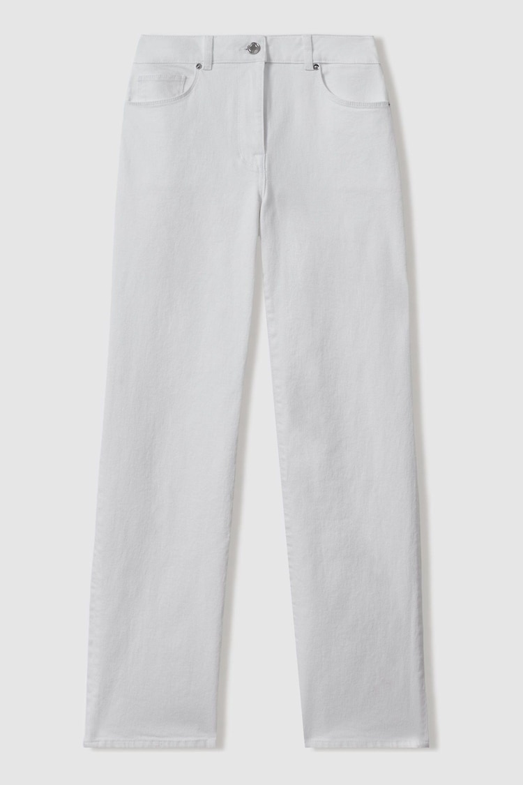 Reiss White Selin Petite Mid Rise Straight Leg Jeans - Image 2 of 7