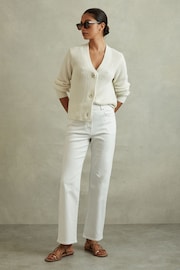 Reiss White Selin Petite Mid Rise Straight Leg Jeans - Image 3 of 7