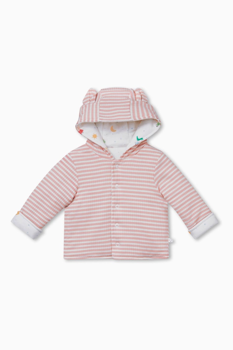 MORI Pink Organic Cotton and Bamboo Peppa Pig Print Reversible Jacket - Image 4 of 4