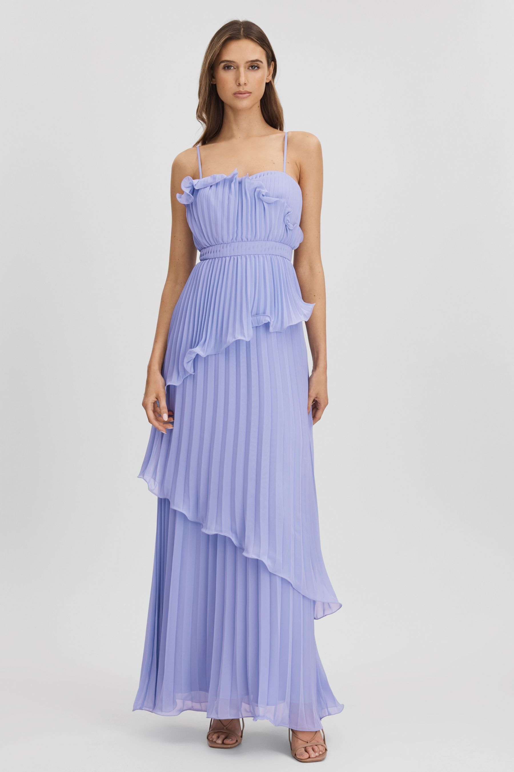 Pleated ruffle maxi dress 2025