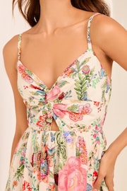 Lipsy White Knot Front Cami Summer Holiday Playsuit - Image 2 of 4