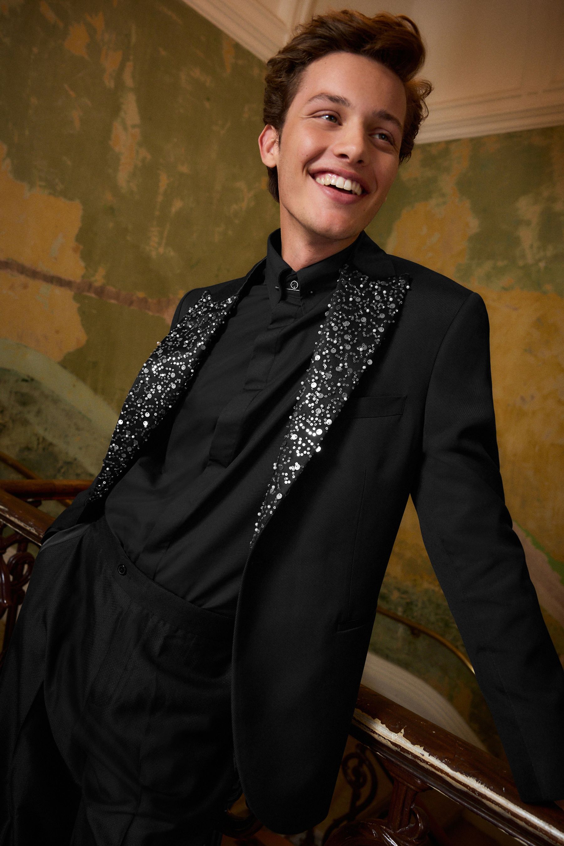 Buy Black EDIT Sequin Lapel Blazer from Next USA