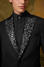 Black EDIT Sequin Lapel Blazer - Image 3 of 9