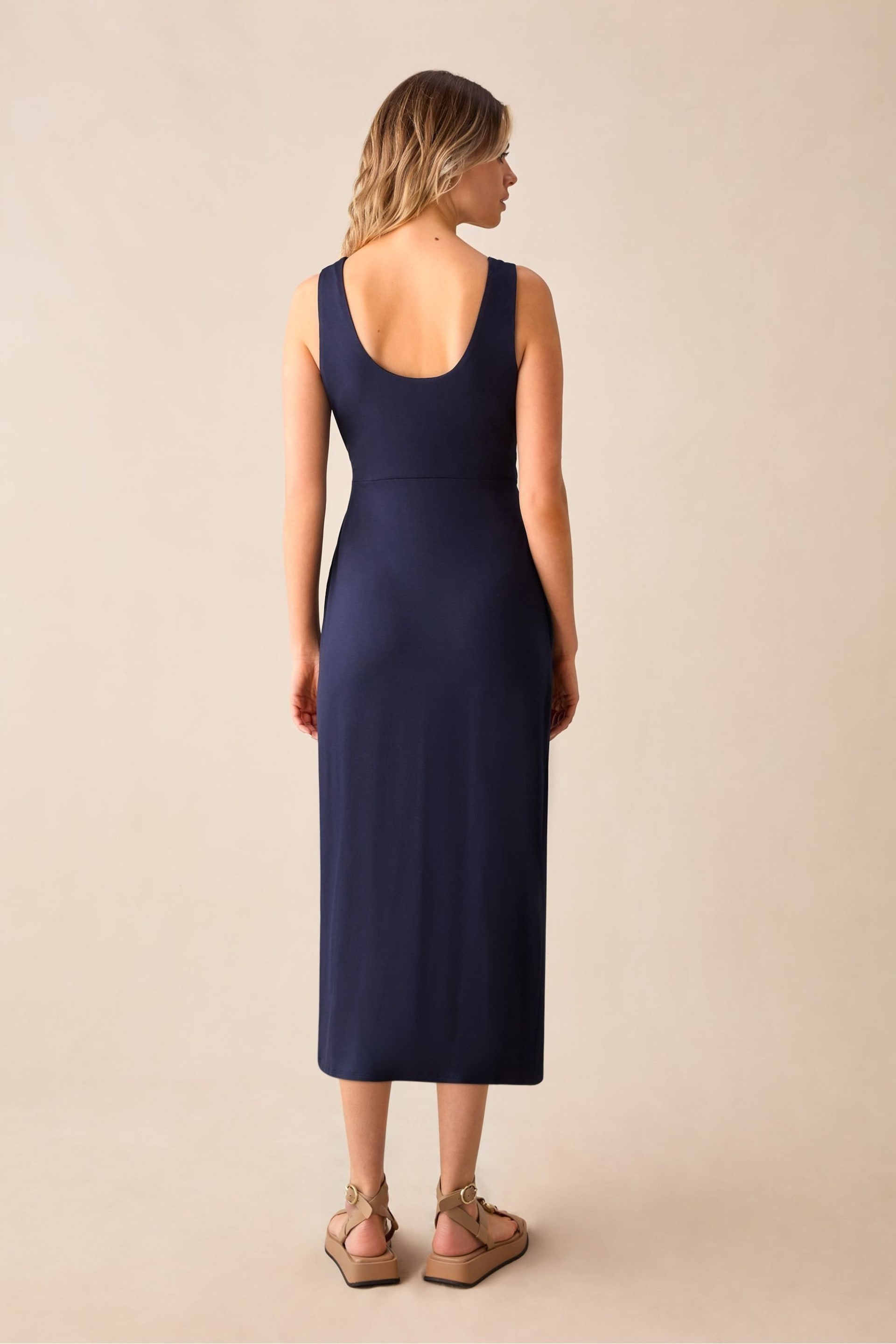 Ro&Zo Blue Jersey Tie Waist Dress - Image 3 of 5