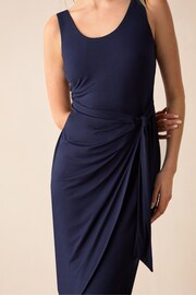 Ro&Zo Blue Jersey Tie Waist Dress - Image 4 of 5
