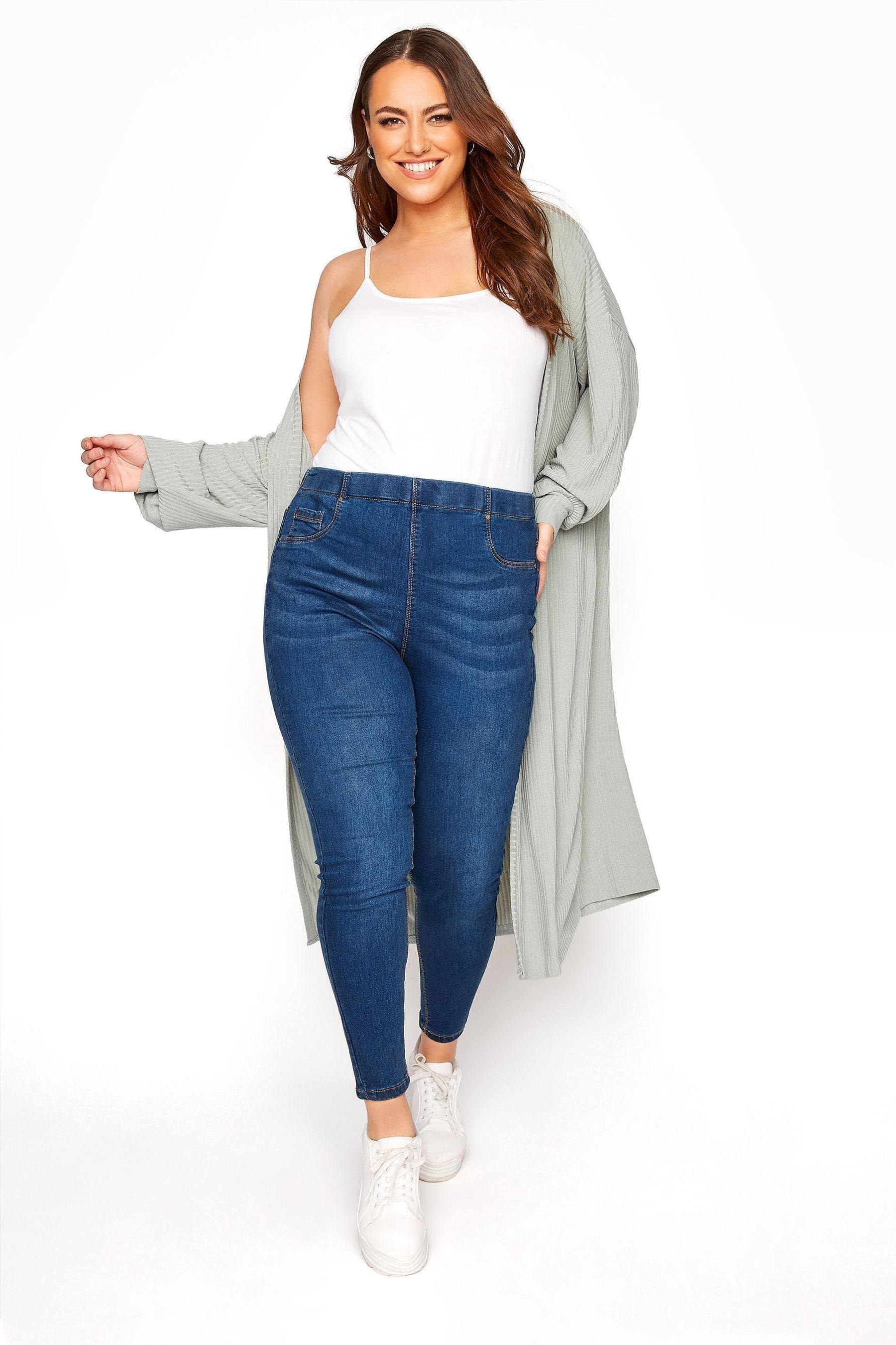 Buy Yours Curve Blue Crop Jenny Jeggings from Next Luxembourg