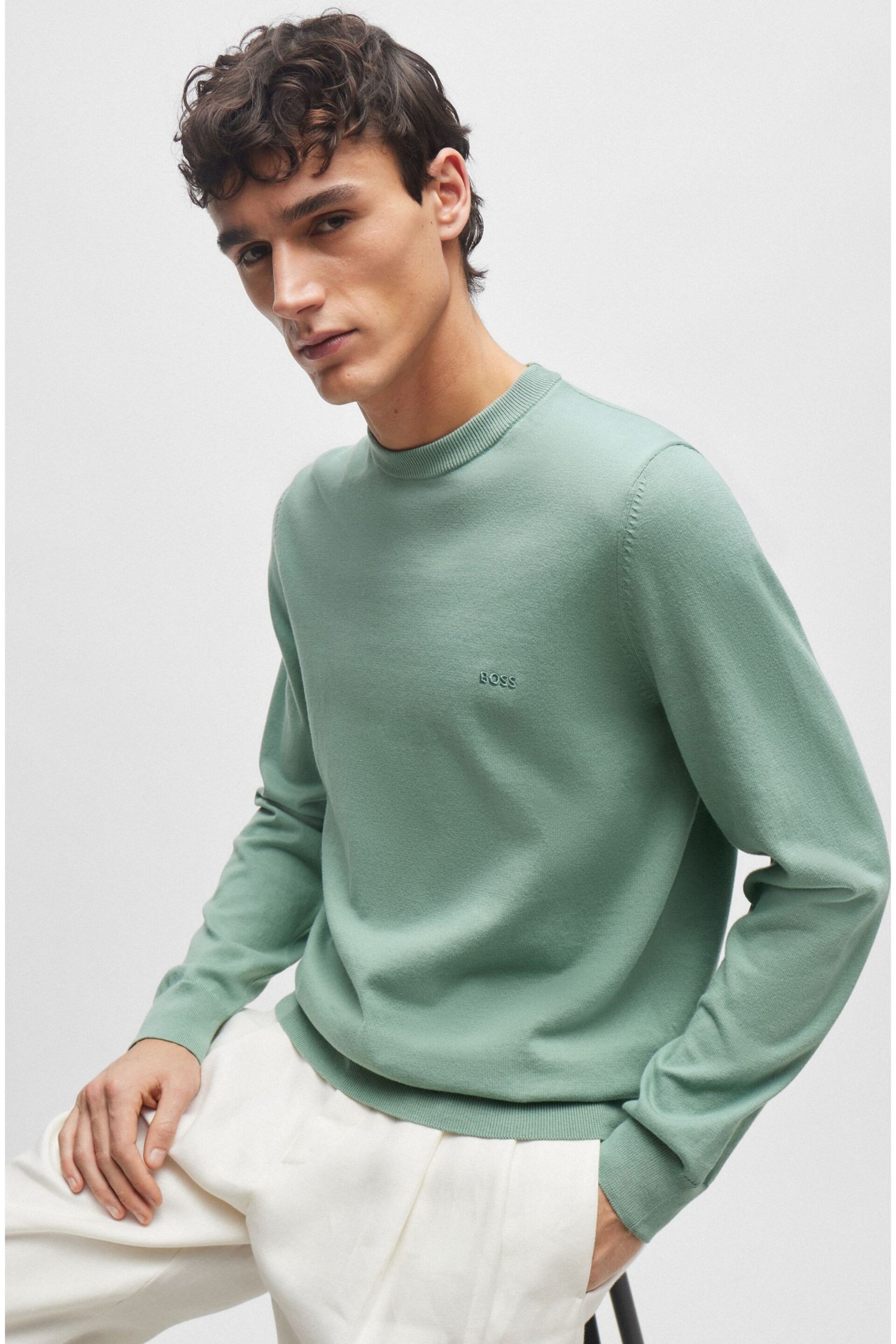 BOSS Green Embroidered Logo Crew Neck Jumper - Image 2 of 4