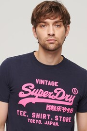 Superdry Blue 100% Cotton Vintage Logo T-Shirt - Image 3 of 6