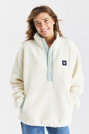 Harper & Lewis Cream Hawthorn Popper Neck Sherpa Fleece - Image 1 of 7