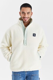 Harper & Lewis Cream Hawthorn Popper Neck Sherpa Fleece - Image 7 of 7