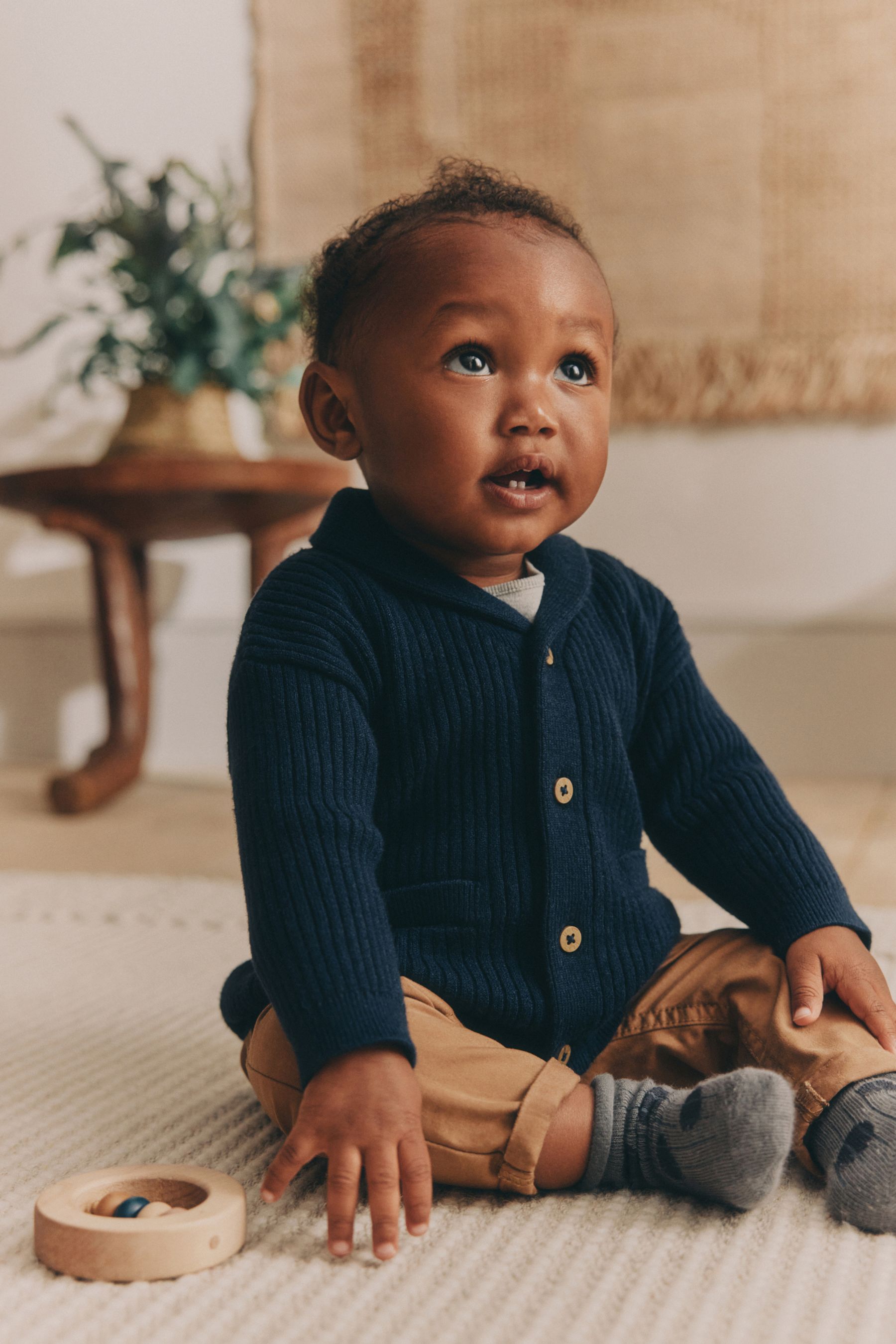 Buy Navy Blue Baby Rib Shawl Knitted Cardigan 0mths 2yrs from Next Canada