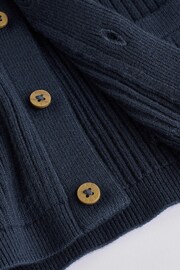 Navy Rib Shawl Baby 100% Cotton Knitted Cardigan (0mths-2yrs) - Image 10 of 11