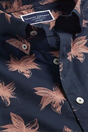 Charles Tyrwhitt Blue Large Classic Fit Non Iron Short Sleeve Floral Print Shirt - Image 4 of 5