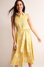 Boden Yellow Petite 100% Cotton Amy Sleeveless Shirt Dress - Image 2 of 5